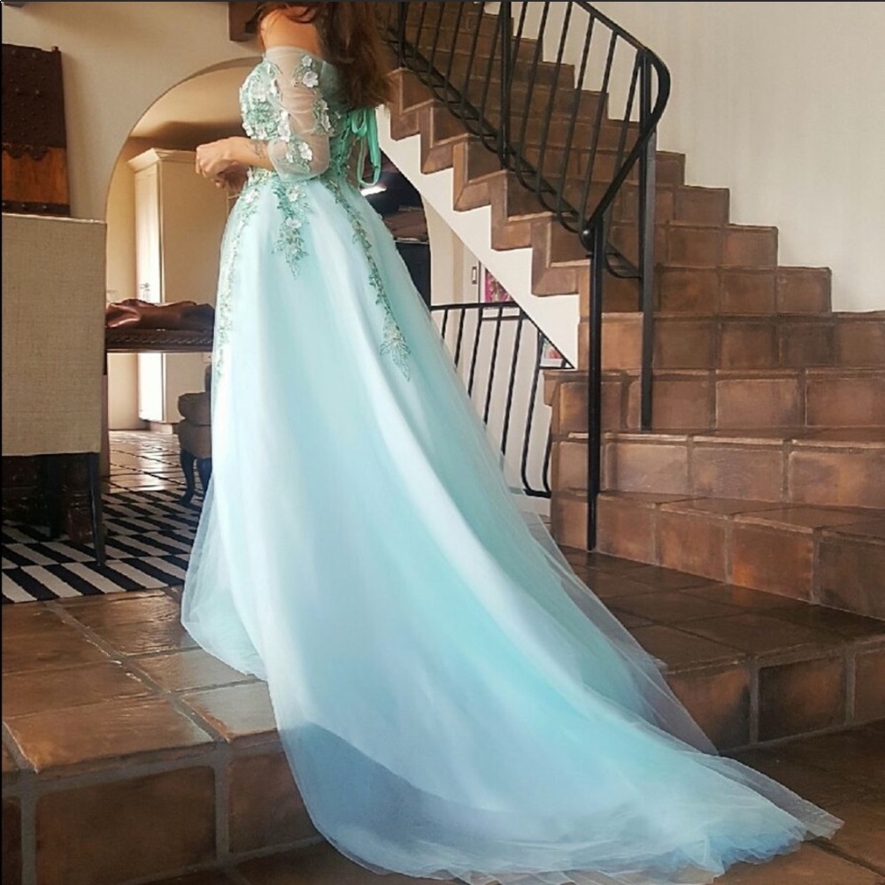 Off Shoulder Floral Prom/Pageant Gown